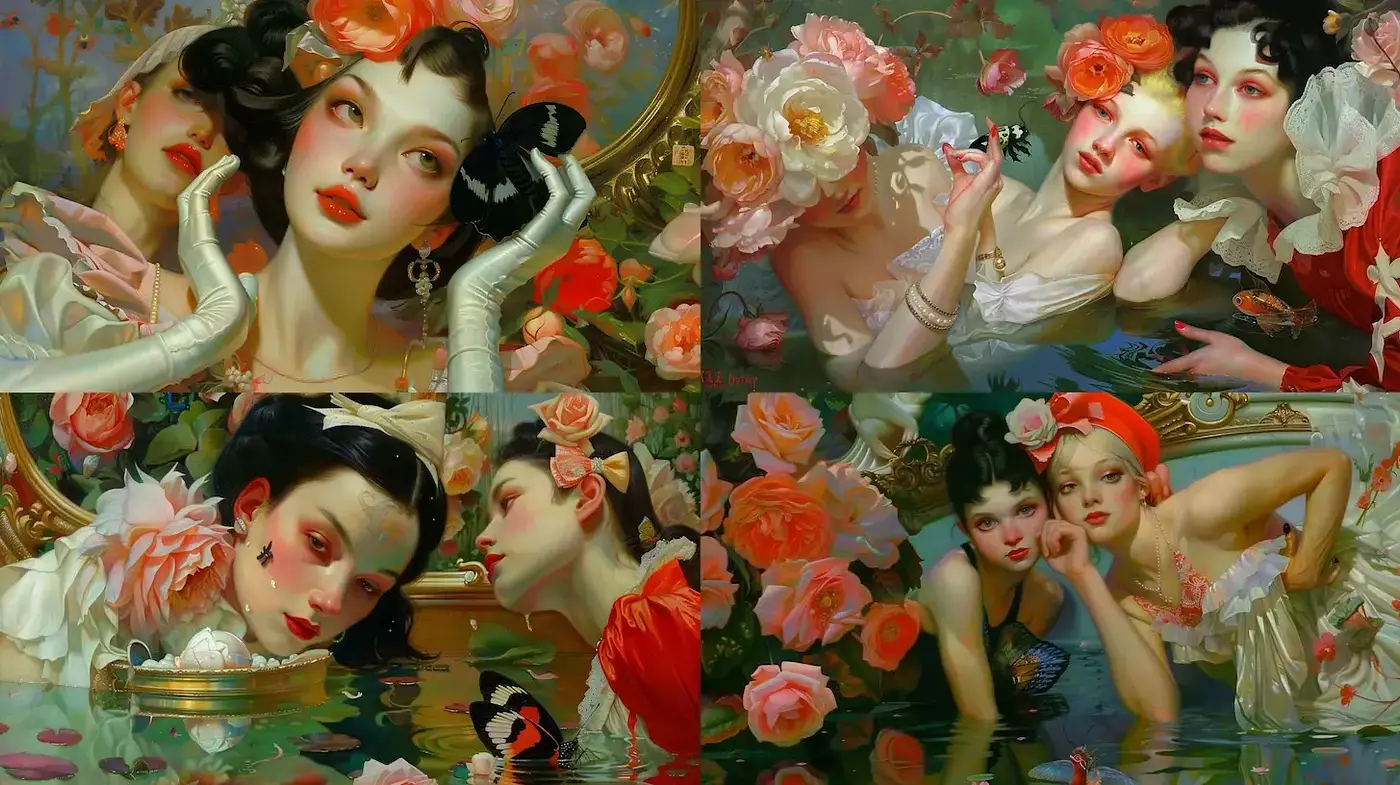 Ethereal Garden of Romantic Surrealism - Midjourney sref style