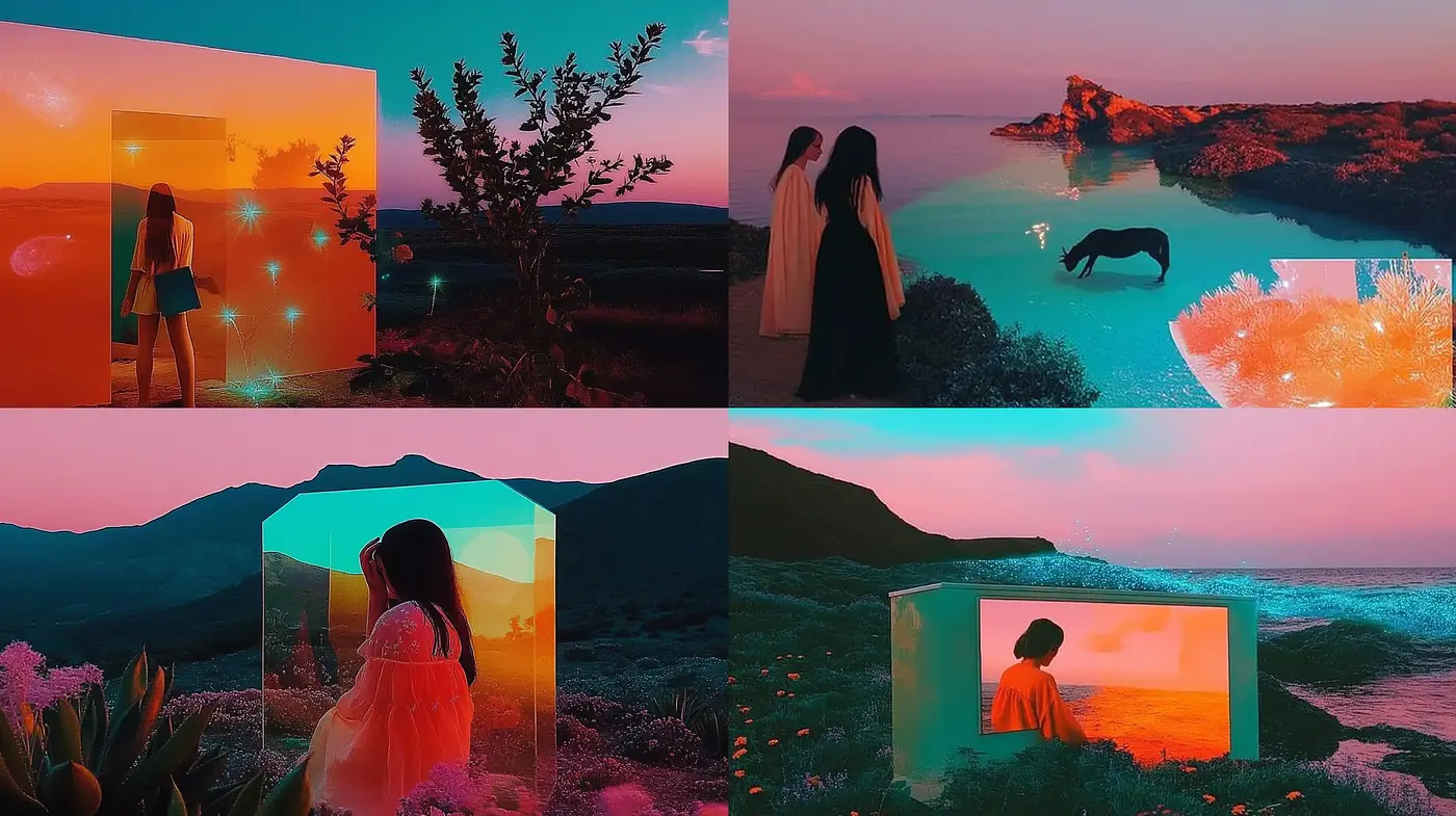 Surreal Twilight Hues with Stylized Nature - Midjourney sref style