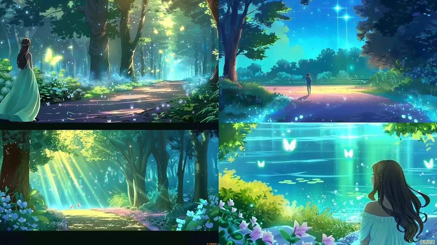 Enchanted Forest Whispers: A Luminous Digital Tapestry - Midjourney sref style