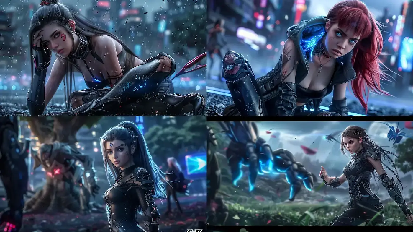 Futuristic Cyberpunk Aesthetics with Gritty Emotional Depth - Midjourney sref style