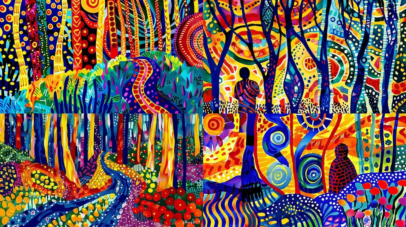 Kaleidoscopic Vision of Nature in Vibrant Expressionism - Midjourney sref style
