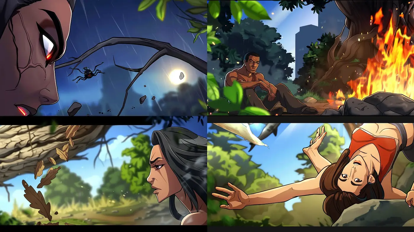 Dynamic Adventure in Graphic Novel Illustration Style - Midjourney sref style
