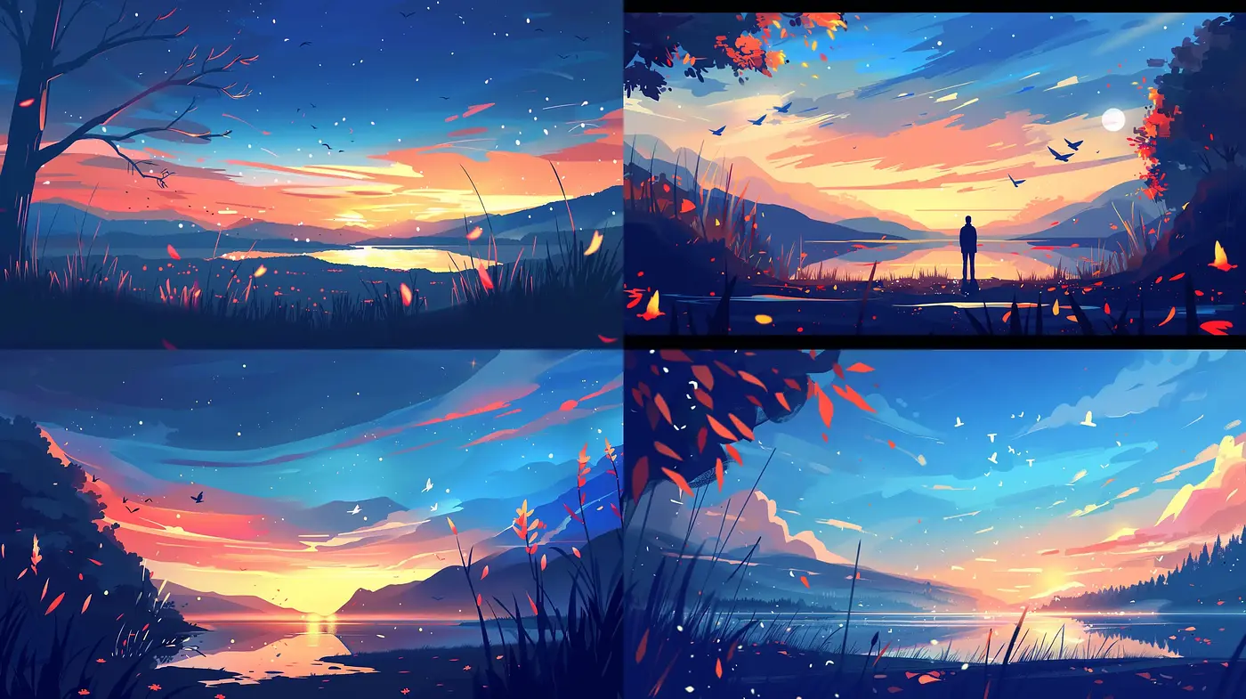 Serene Twilight Hues in Expressive Landscape Art - Midjourney sref style
