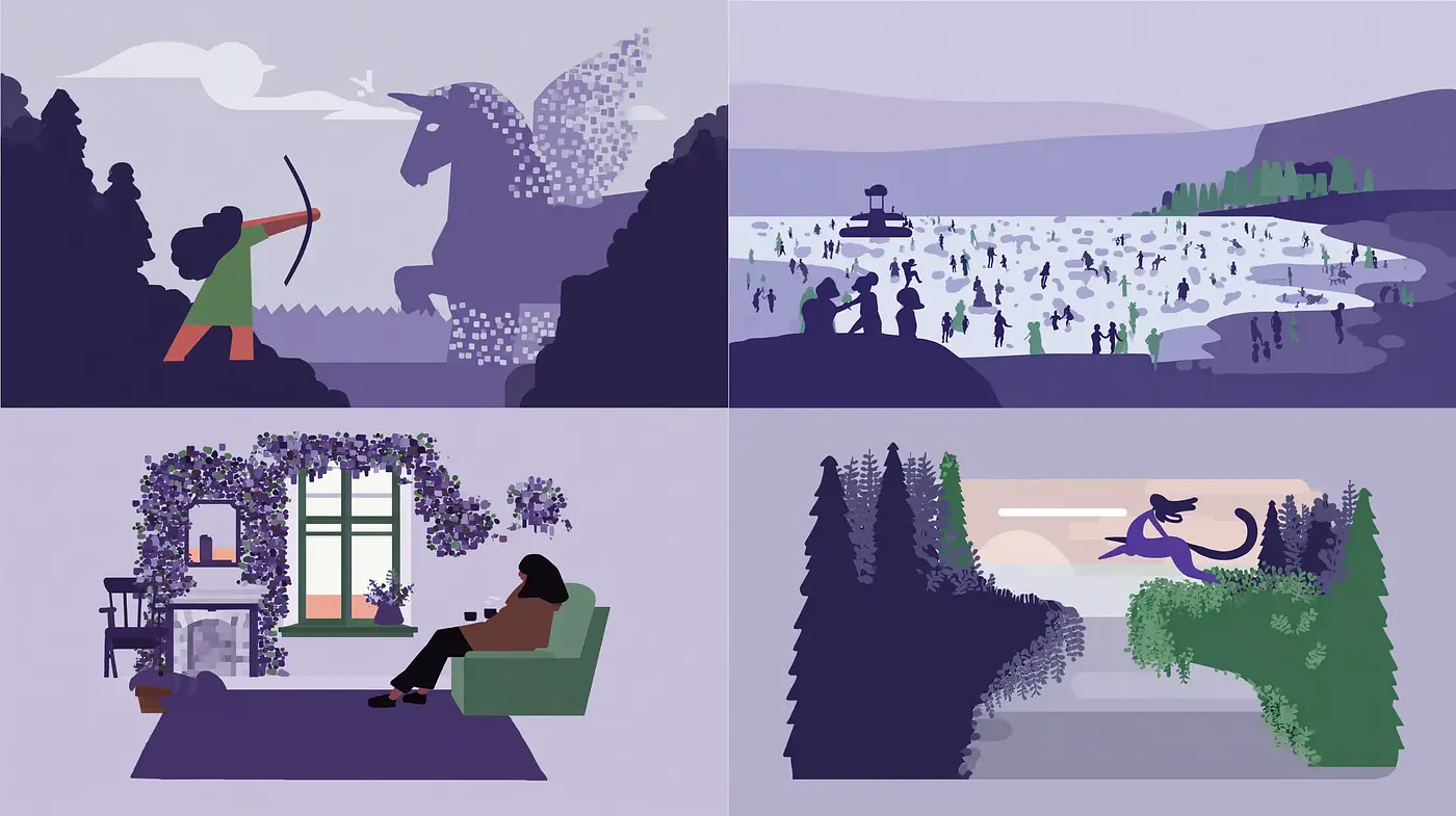Whimsical, Minimalist Illustrations with a Dreamlike Quality - Midjourney sref style