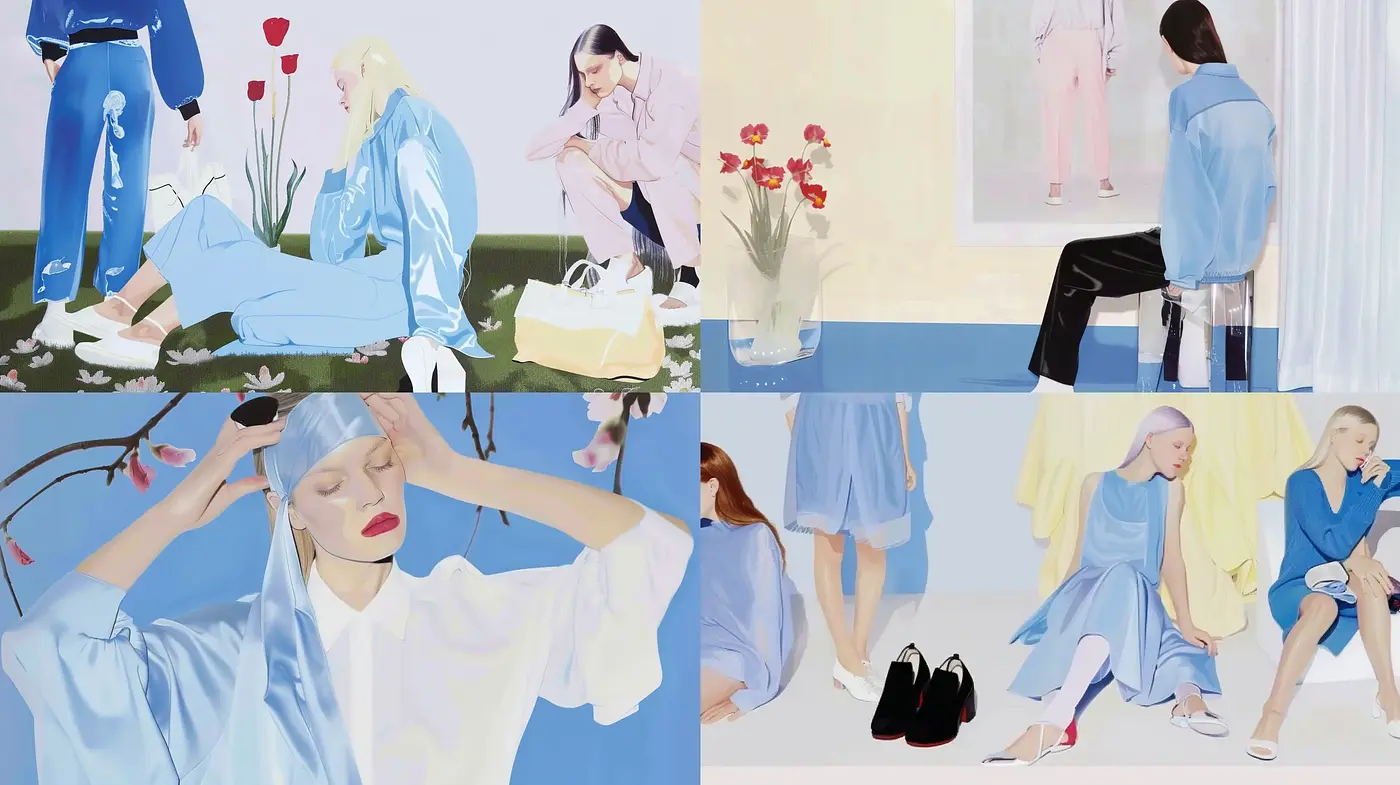 Serene Moments in Stylized Pastel Visions - Midjourney sref style