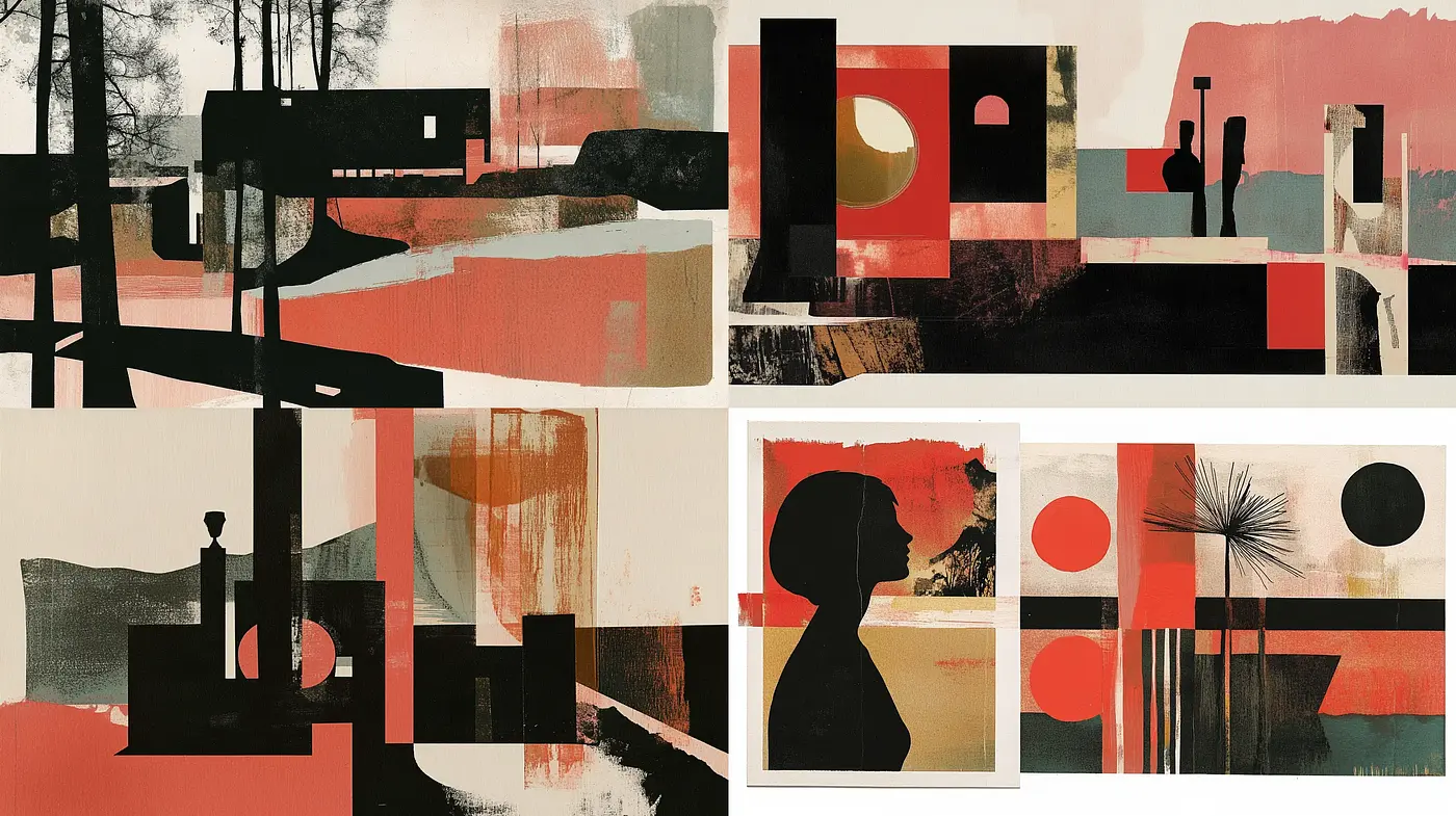 Contemporary Geometric Abstraction with a Warm Vintage Undertone - Midjourney sref style