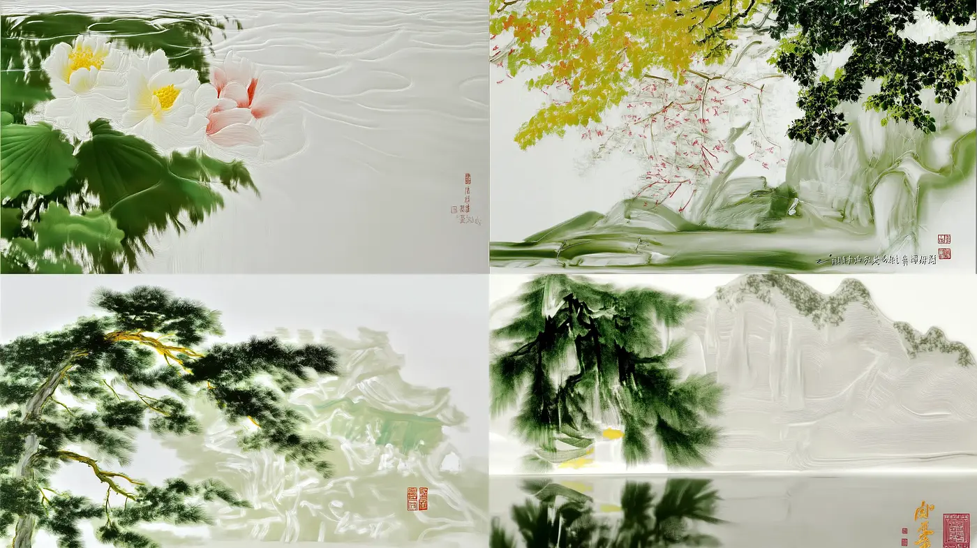 Ethereal East Asian-Inspired Nature Tableaus - Midjourney sref style