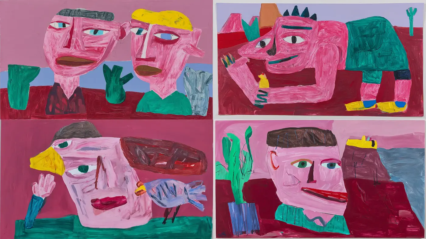Whimsical and expressive artwork with playful characters - Midjourney sref style