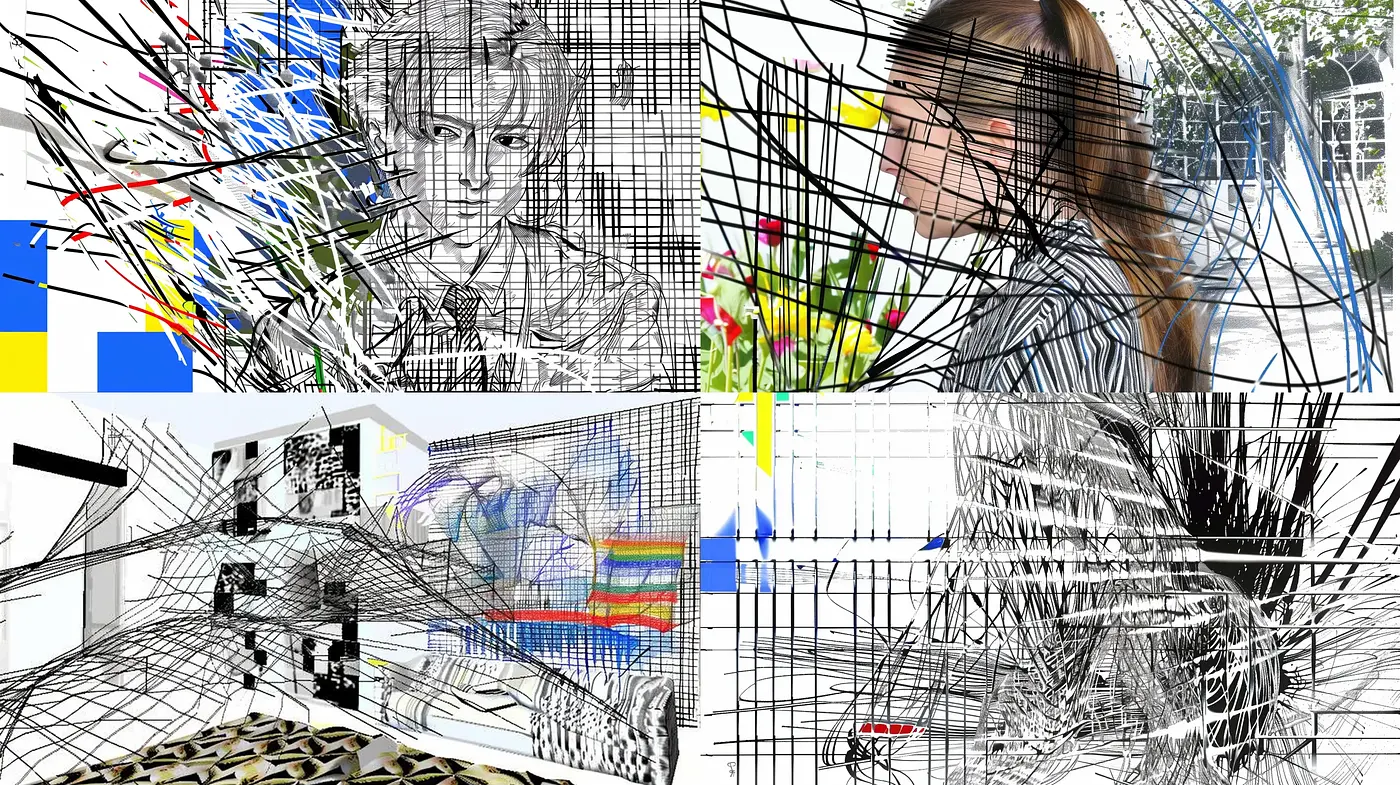 Dynamic Sketch & Wireframe Fusion - Midjourney sref style