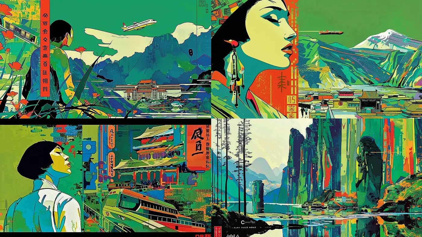 Futuristic Retro Tokyo Scenes with a Vivid Technicolor Dream Aesthetic - Midjourney sref style