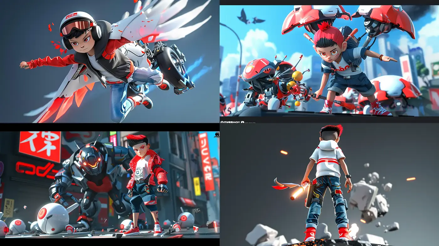 Futuristic Anime-Inspired Robotic Companionship Imagery - Midjourney sref style