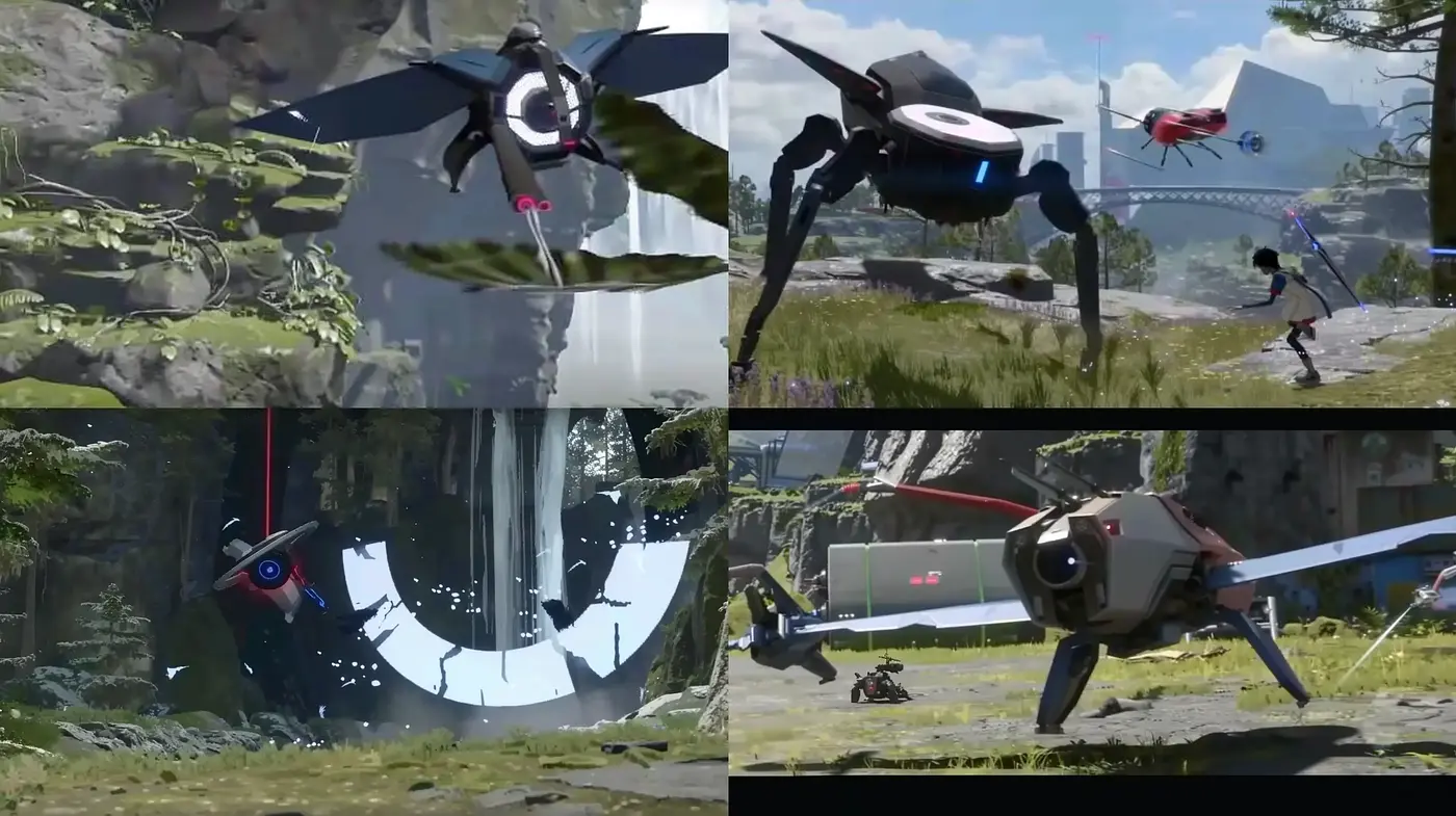 Futuristic Drones in Lush Landscapes - Midjourney sref style