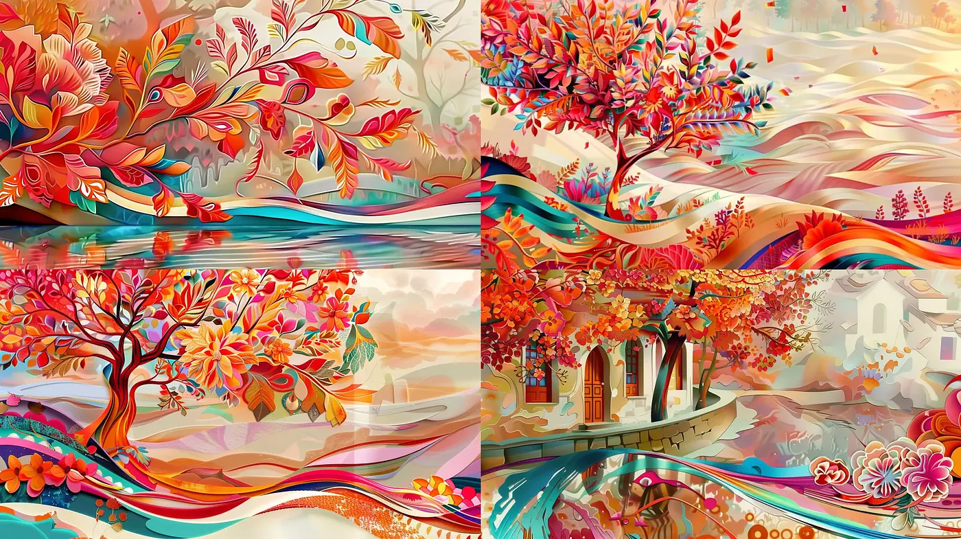Whimsical Dreamscape: A Vivid Journey Through Stylized Nature - Midjourney sref style
