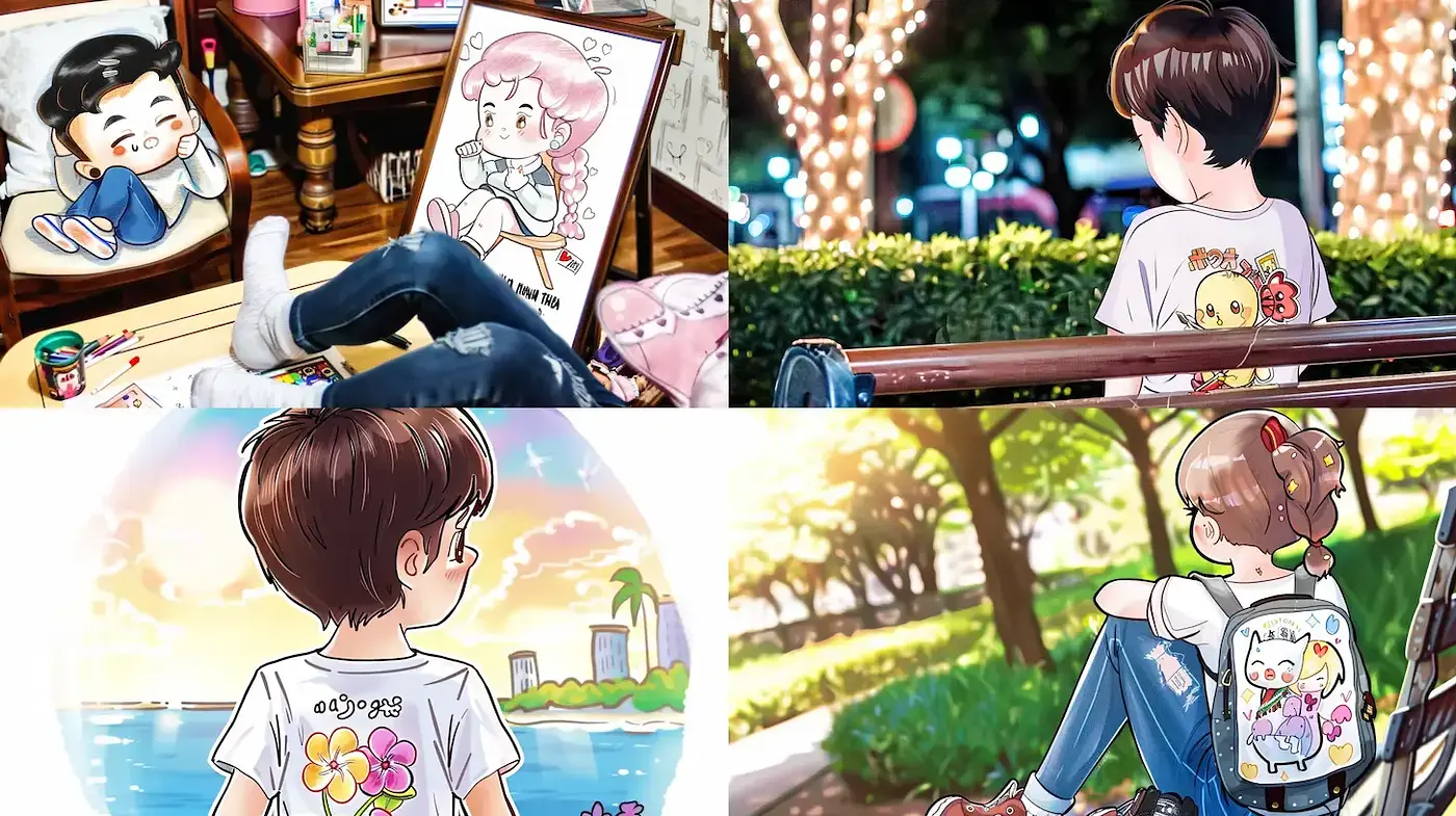 Whimsical and Playful Illustrations with a Soft Color Palette - Midjourney sref style