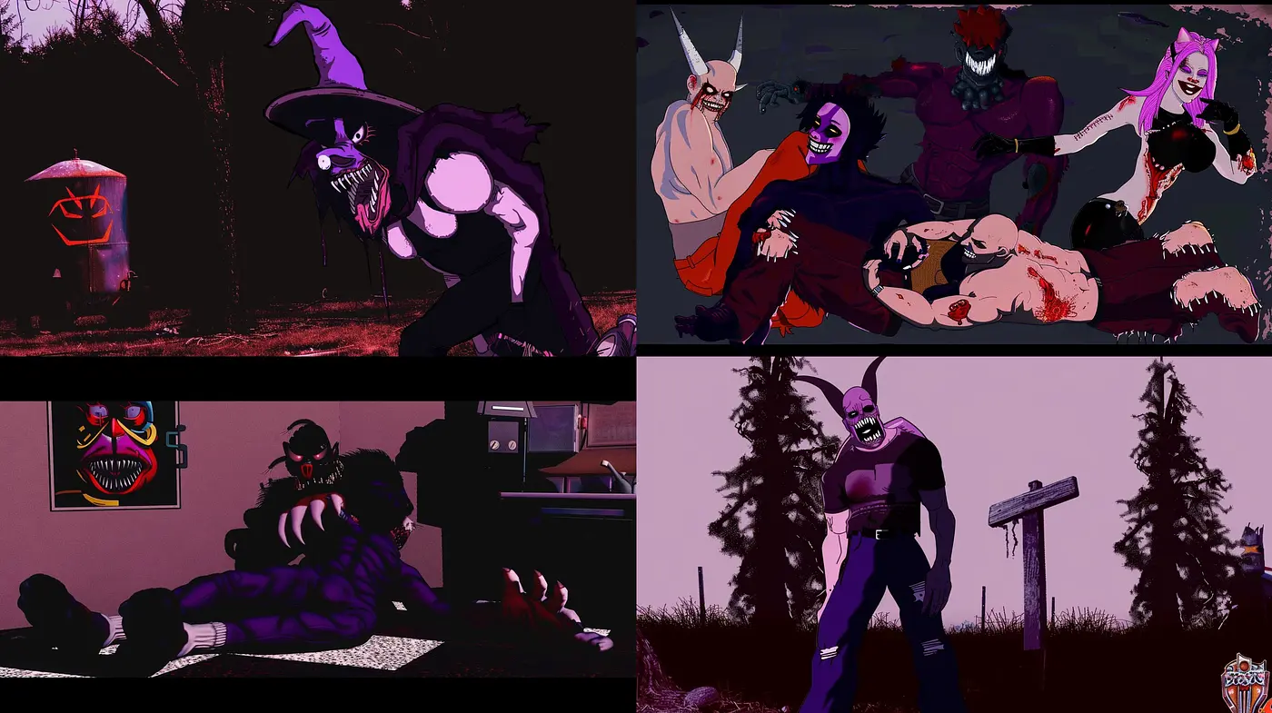 Sinister Twilight Hues: A Consistent Palette of Surreal Horror - Midjourney sref style