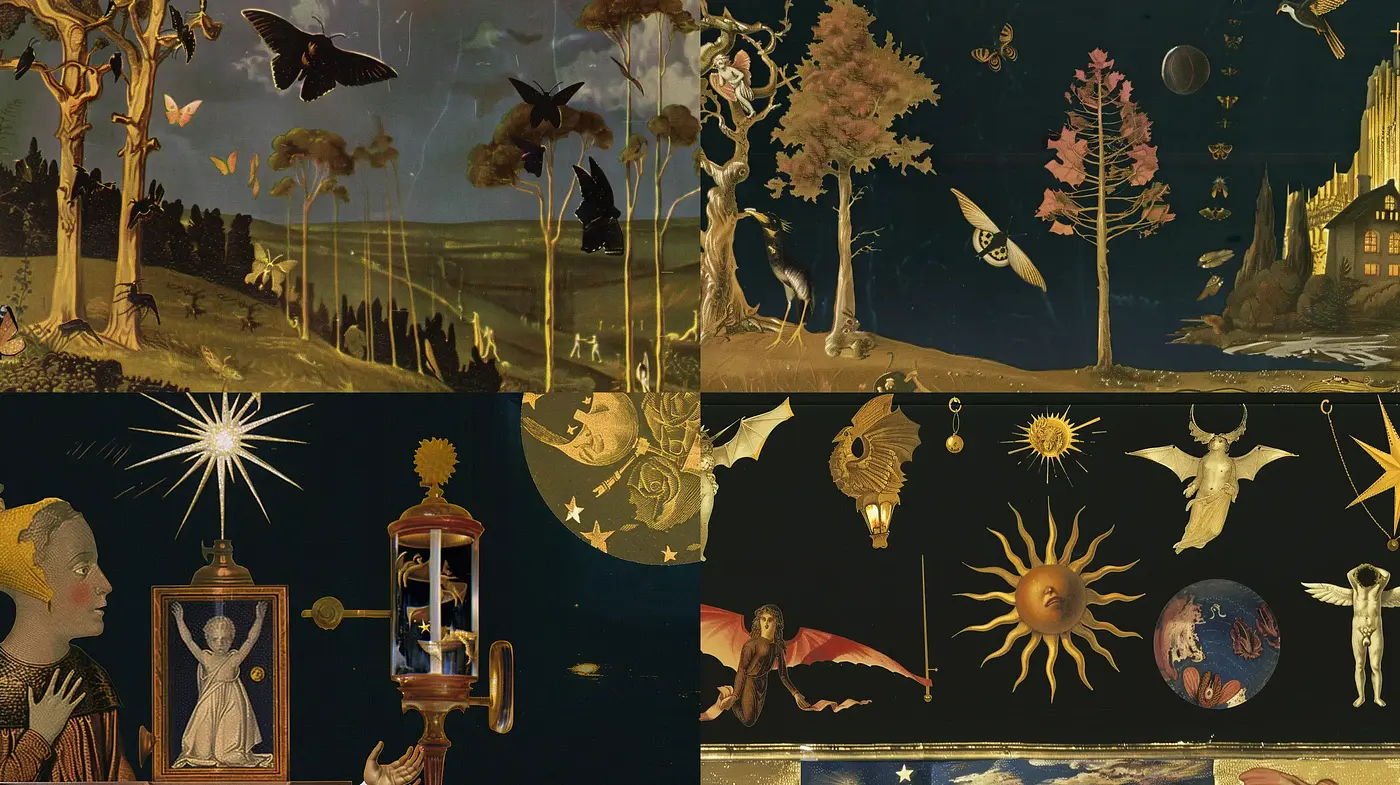 Mystical Renaissance Tapestry: A Homage to Hieronymus Bosch - Midjourney sref style