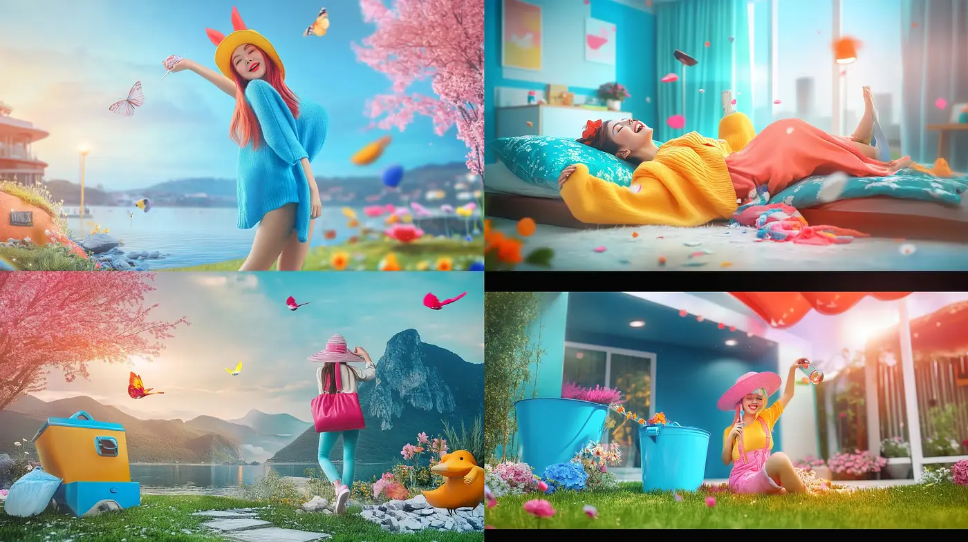 Surreal Pastel Dreamscape with a Lively, Youthful Essence - Midjourney sref style