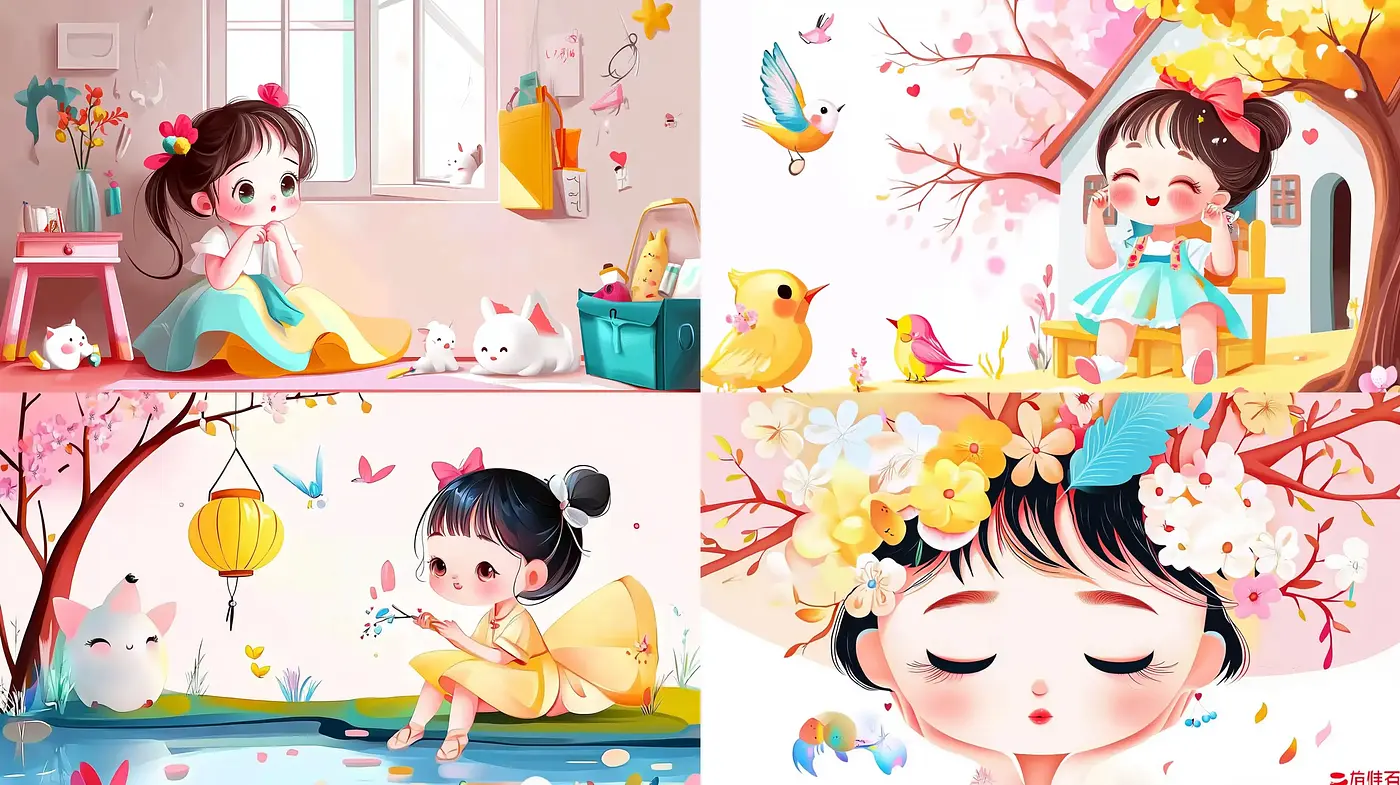 Charming Whimsy: A Delicate Dance of Pastels and Dreams - Midjourney sref style