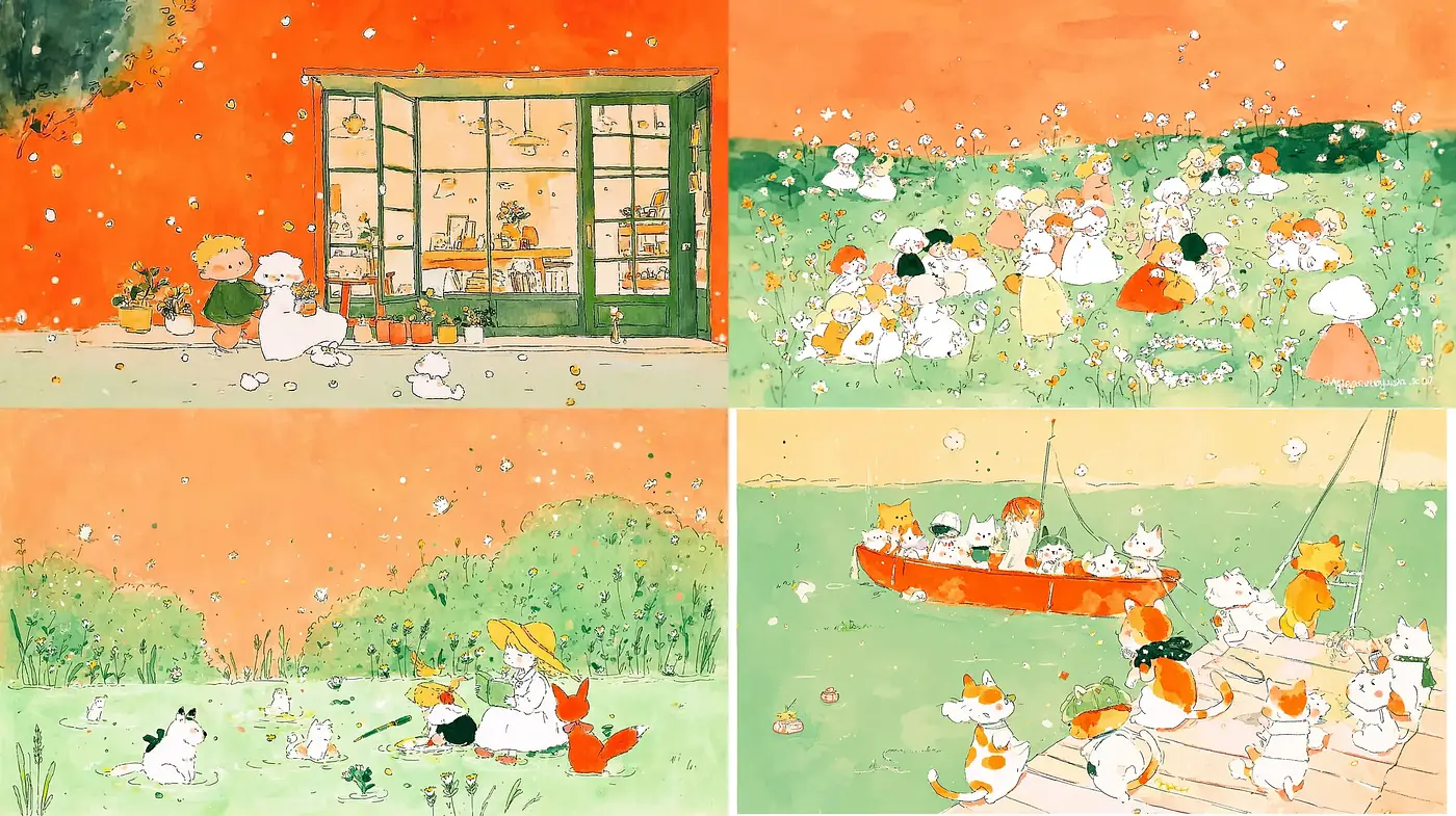 Charming and Whimsical Illustrations with Playful Narratives - Midjourney sref style
