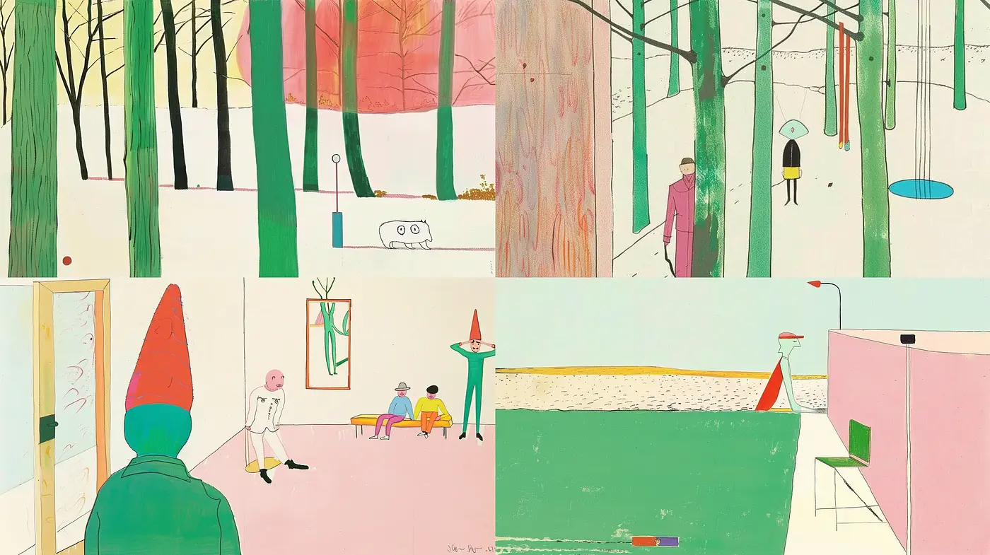 Surreal Simplistic Serenity: A Blend of Modernist Shapes and Pastel Dreams - Midjourney sref style