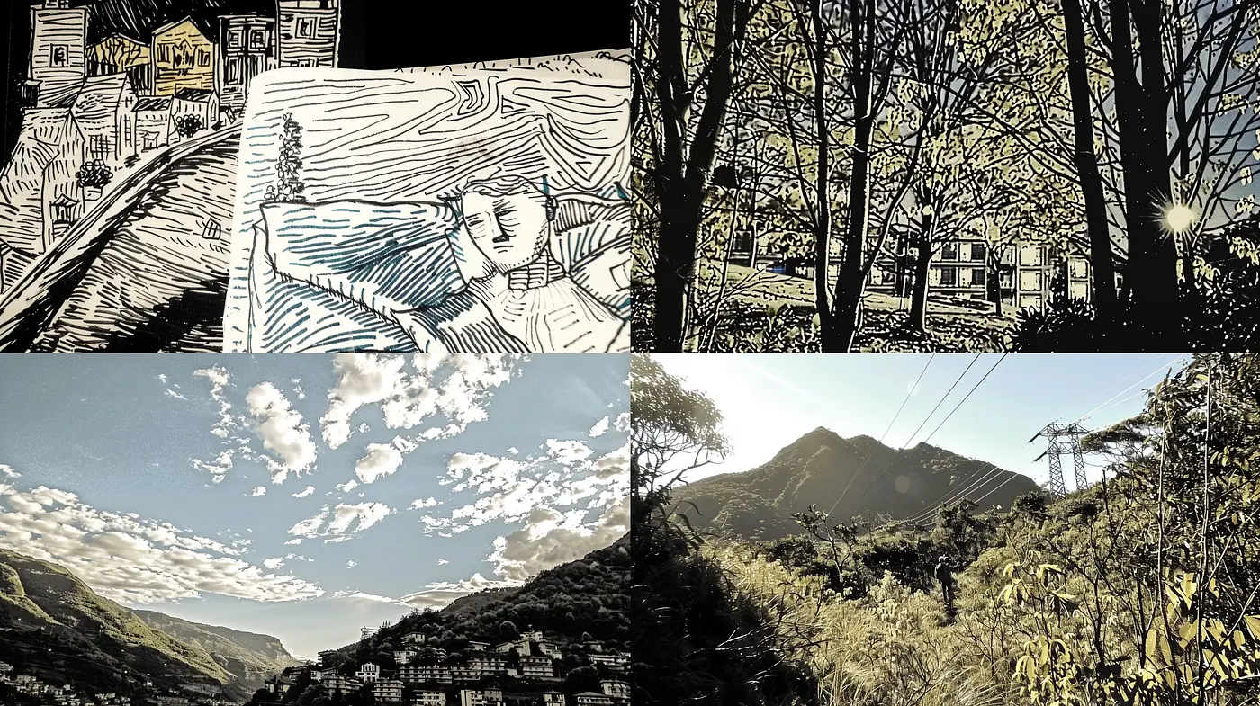 Sepia-Toned Etched Nature and Urban Panoramas - Midjourney sref style
