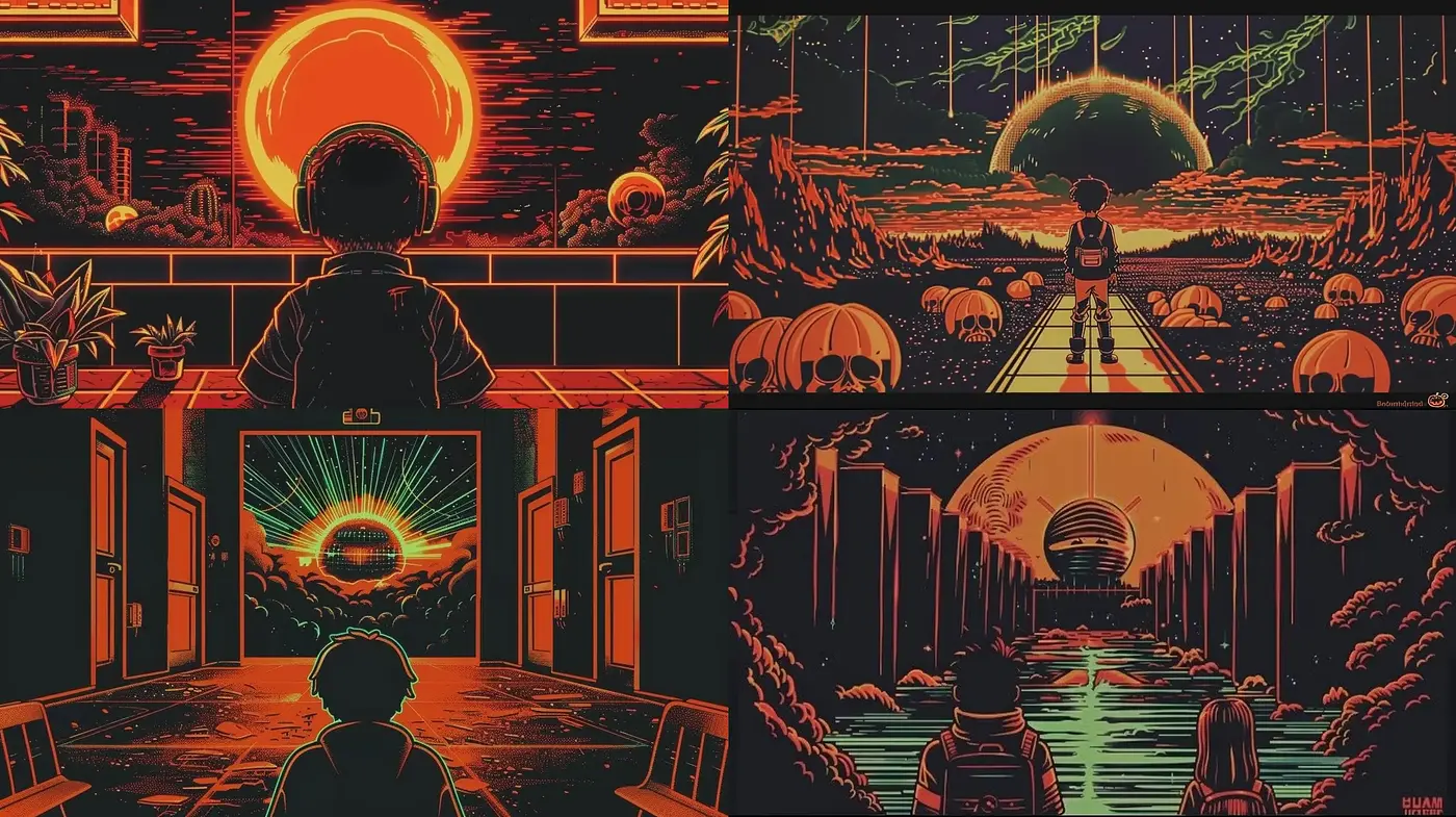 Luminous Retrofuturistic Dreamscape - Midjourney sref style