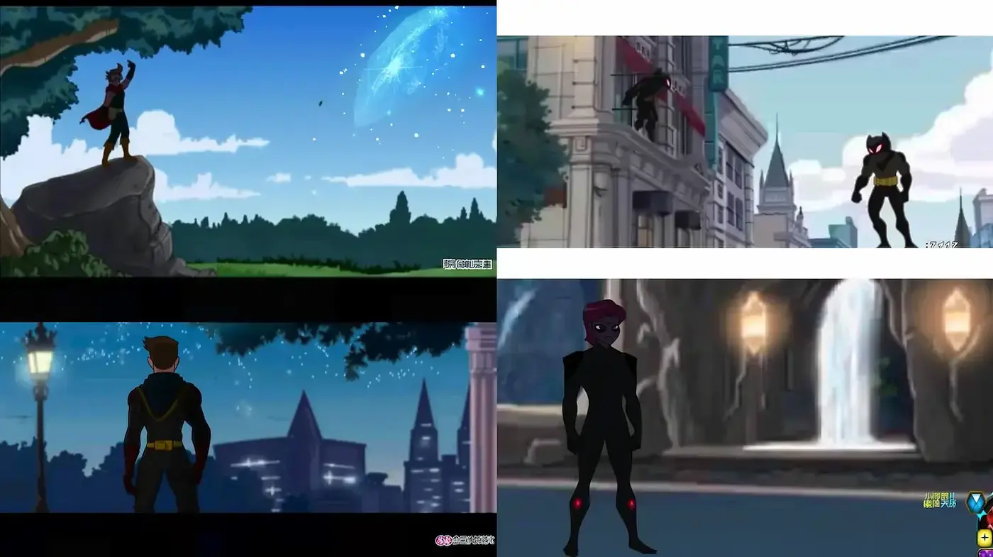 Dynamic Silhouette Against Urban and Natural Vistas in a Modern Animated Style - Midjourney sref style