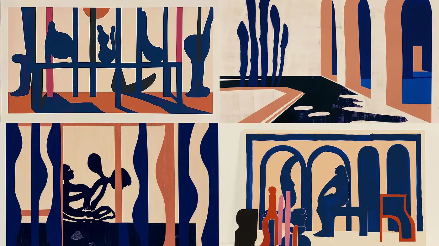 Modernist Silhouettes and Contours in a Minimalist Color Scheme - Midjourney sref style