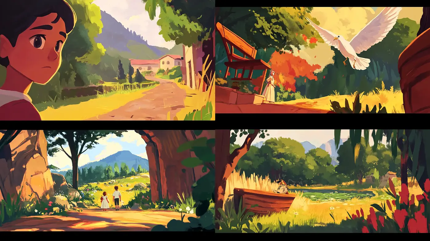 Sun-soaked Pastoral Vistas with Vibrant Storybook Charm - Midjourney sref style