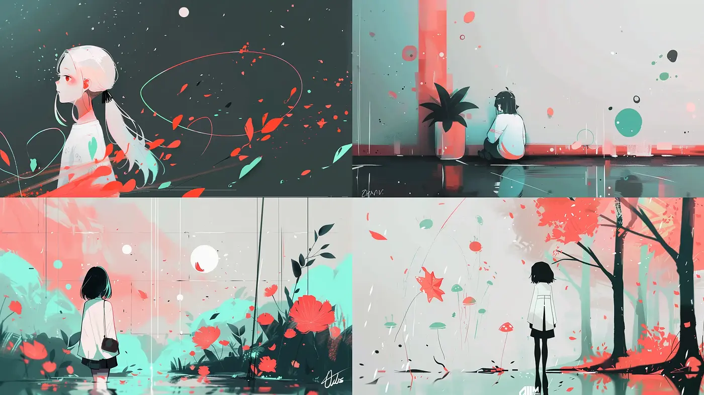 Contemporary Whimsical Illustrations with Ethereal Ambiance - Midjourney sref style