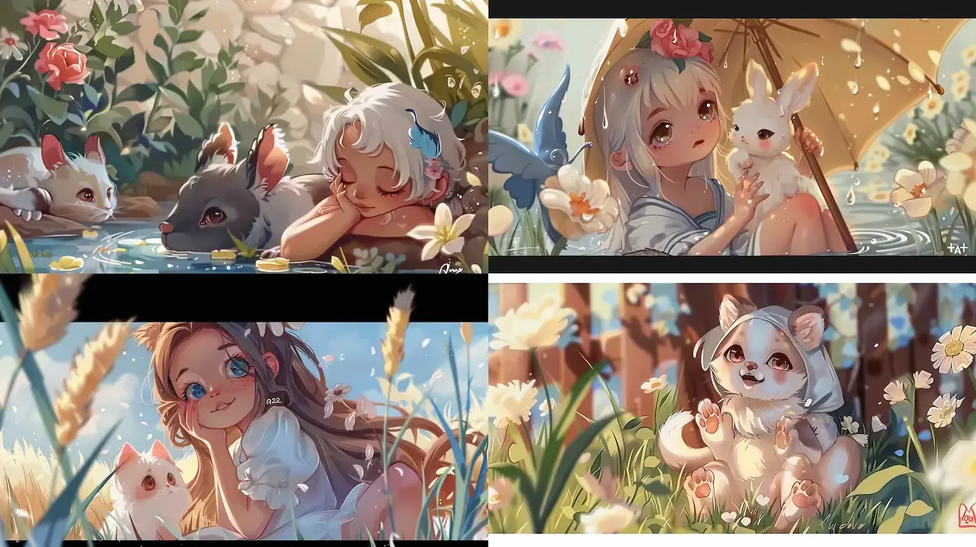 Whimsical and Playful Illustrations with a Soft Aesthetic - Midjourney sref style