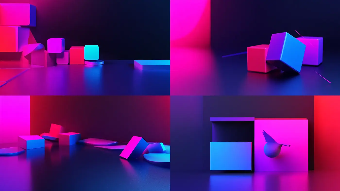 Synthetic Luminance: A Study in Neon Geometry and Vibrant Contrasts - Midjourney sref style