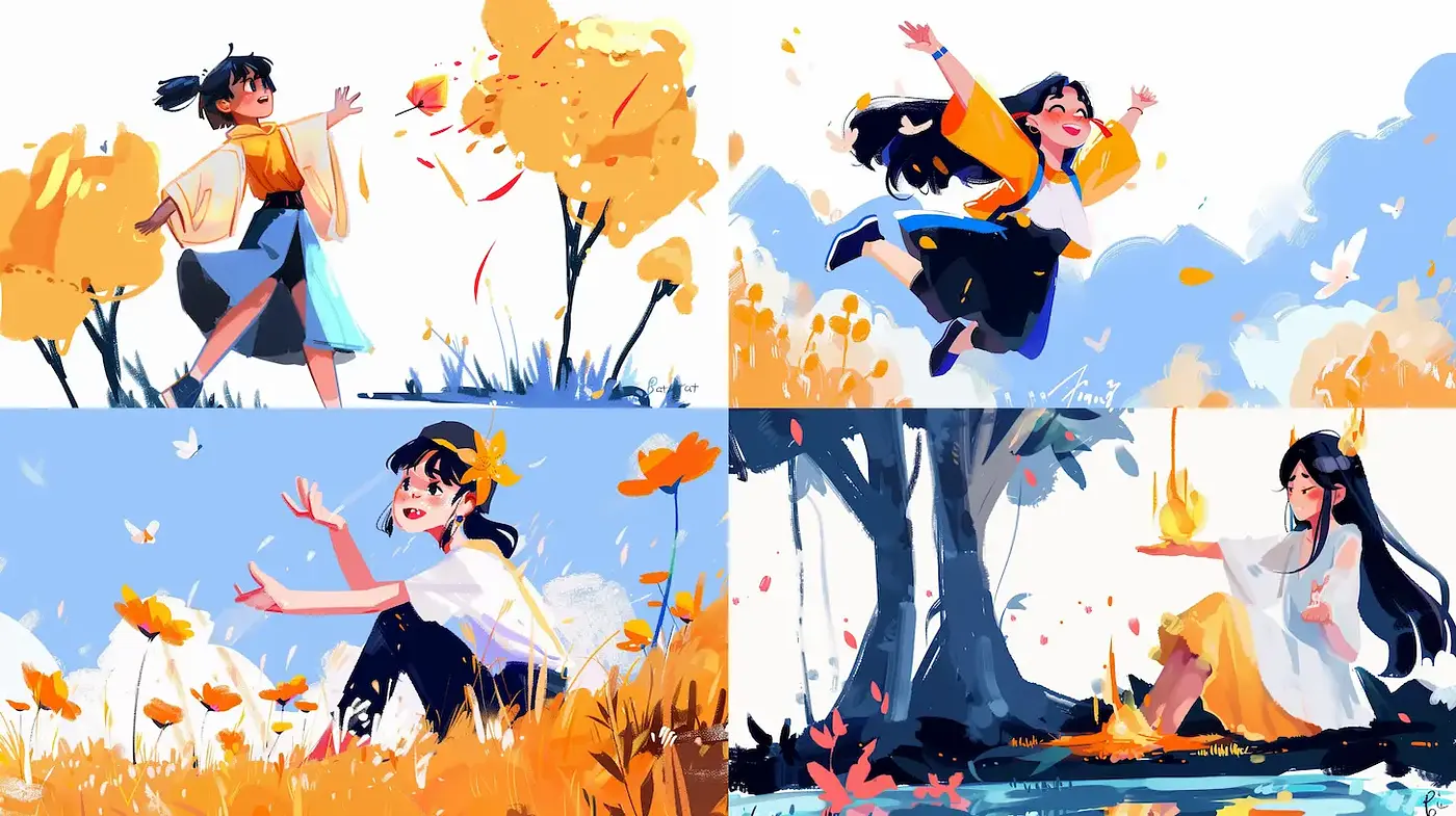 Whimsical and Playful Illustrations with a Nature-Inspired Theme - Midjourney sref style