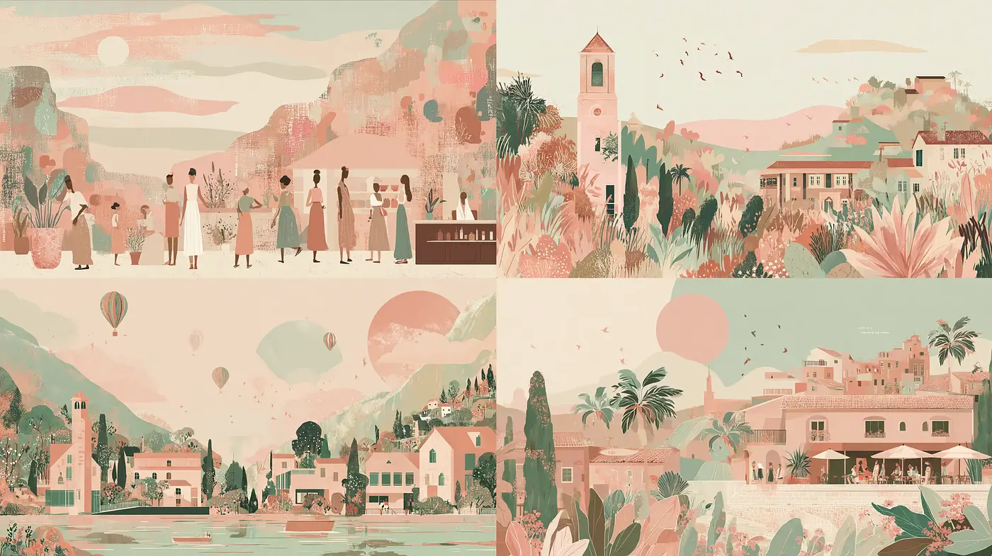 Subtle Pastoral Harmony in Illustration with Soft Color Palette - Midjourney sref style
