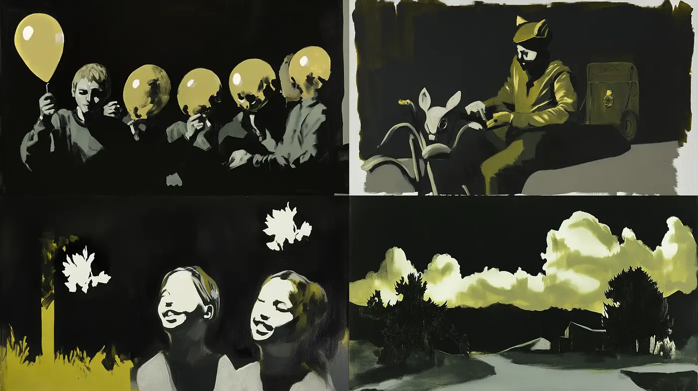Stark Contrast and Silhouette Harmony in Monochromatic Expression - Midjourney sref style