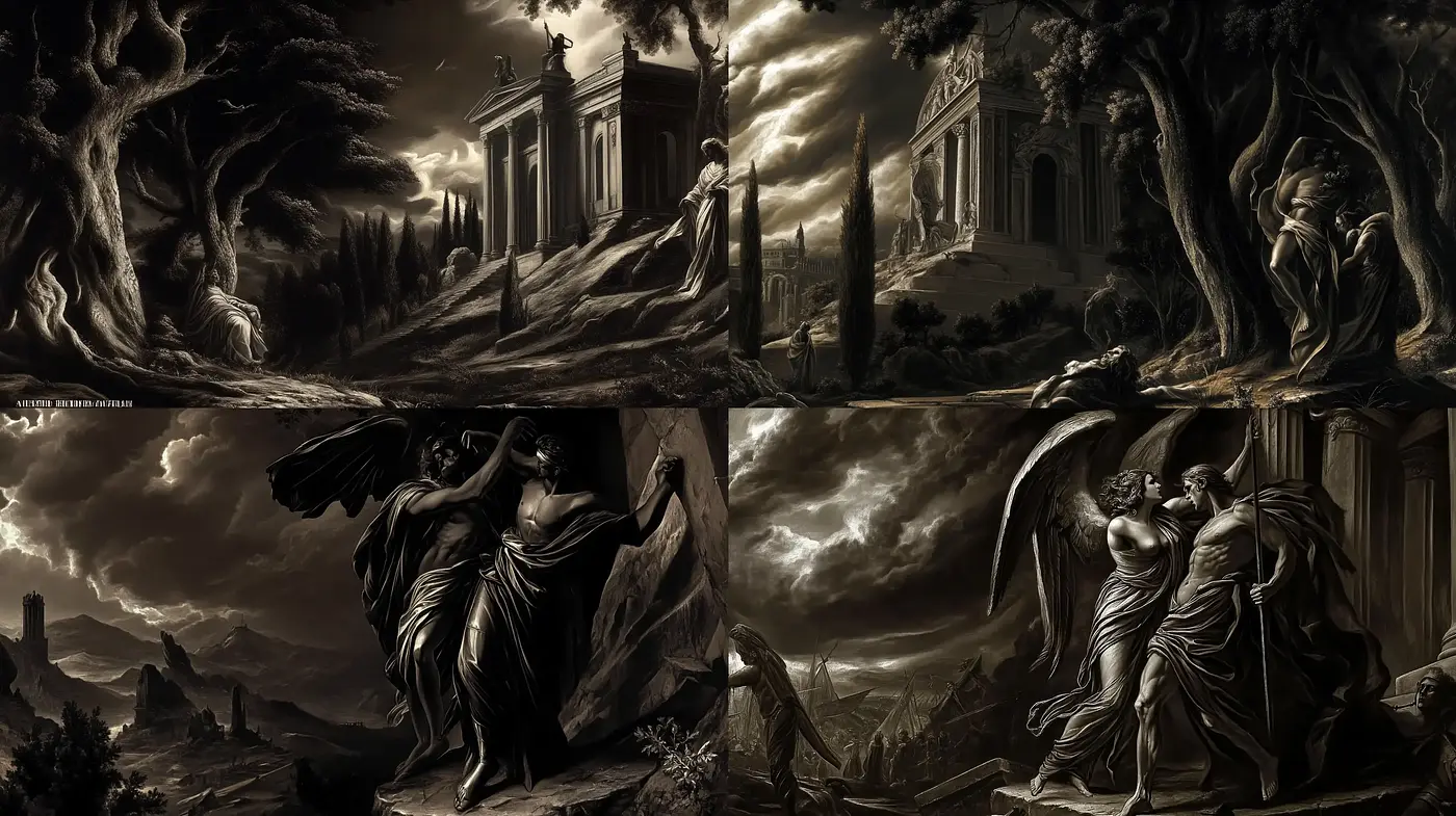 Majestic Nocturnes in Monochromatic Splendor - Midjourney sref style