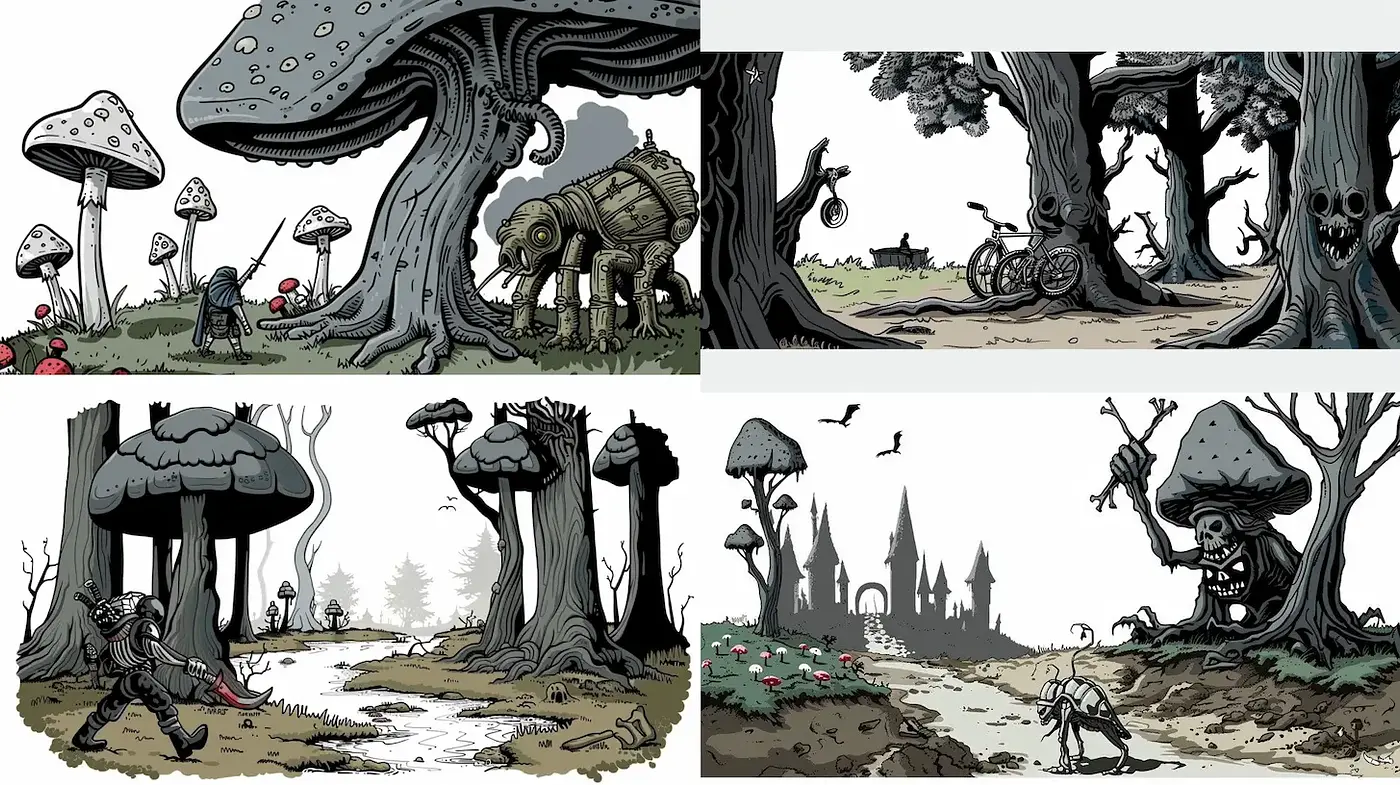 Surreal Forest Landscapes with a Whimsical Touch - Midjourney sref style
