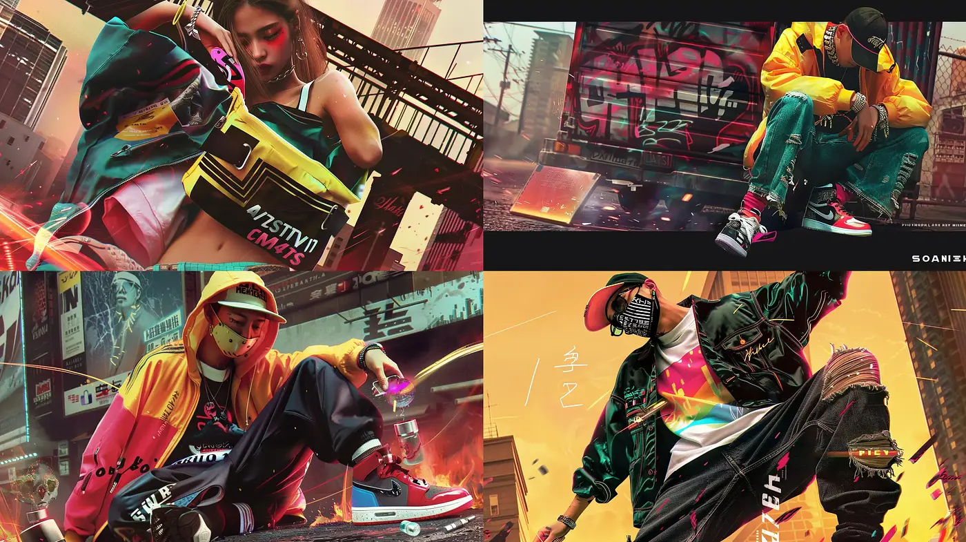 Futuristic Urban Chic with a Nostalgic Retro Twist - Midjourney sref style