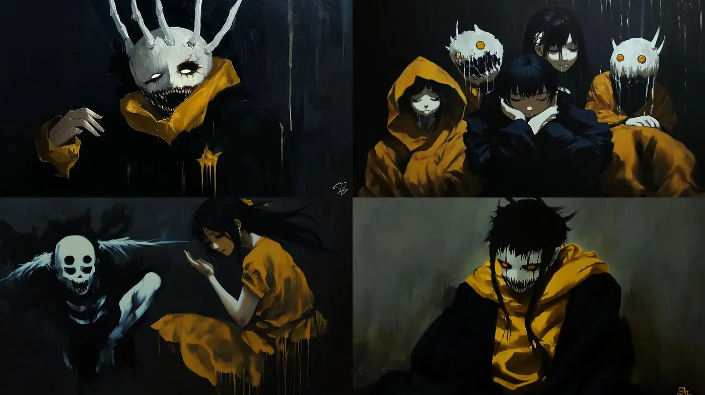 Haunting Nocturnal Hues with Eerie Character Portrayals - Midjourney sref style