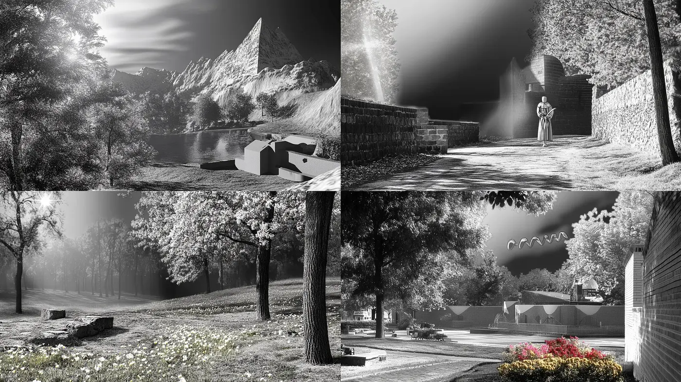 Monochromatic Dreamscape: An Exploration of Grayscale Serenity - Midjourney sref style