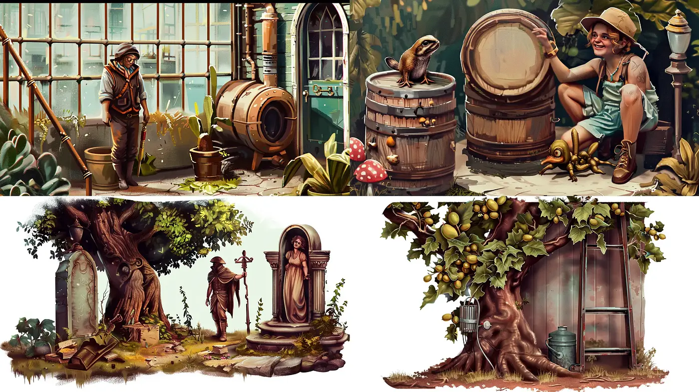 Enchanting Tales of Yesteryear: A Fantastical Fusion of Pastoral and Fairy Tale Imagery - Midjourney sref style