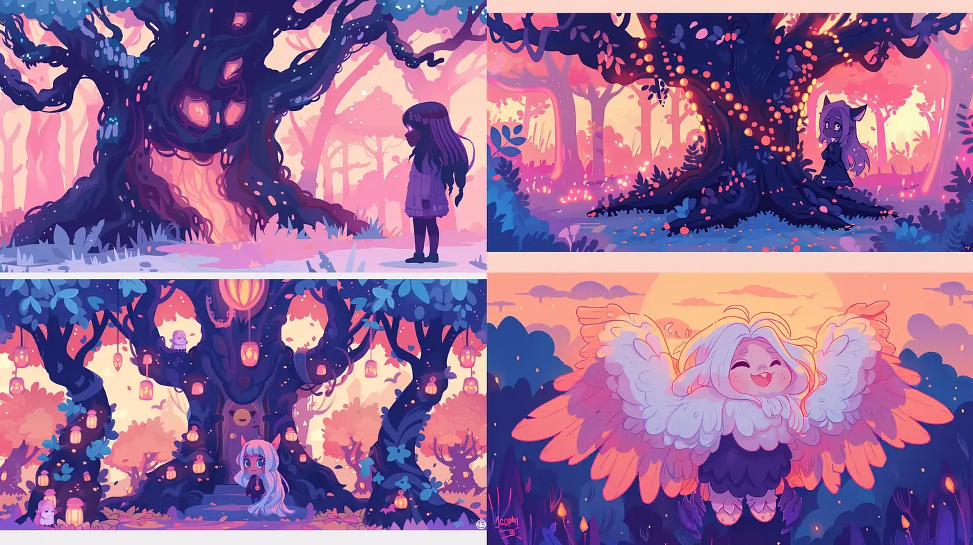 Ethereal Twilight Arboreal Dreamscape - Midjourney sref style