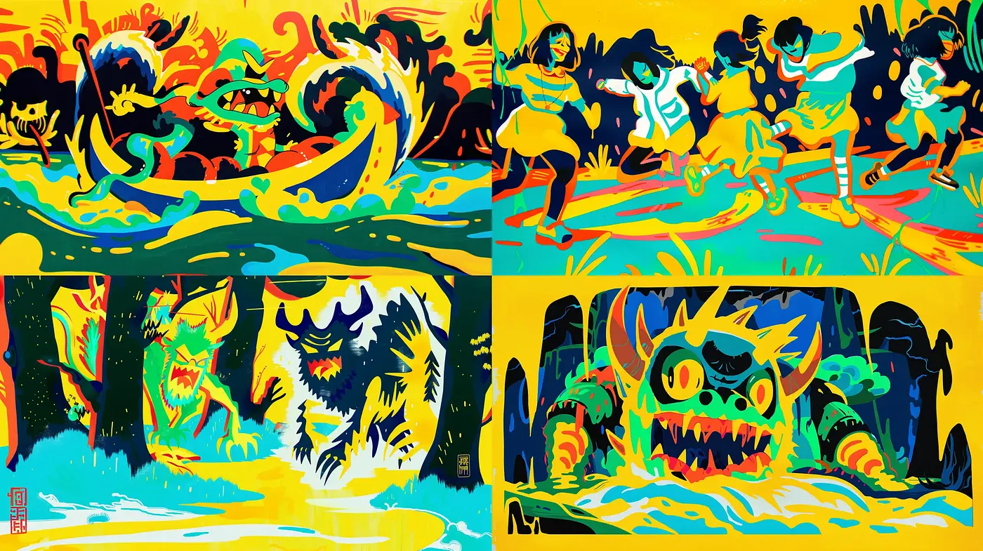 Vibrant Expressionist Surge in Digital Brushwork - Midjourney sref style