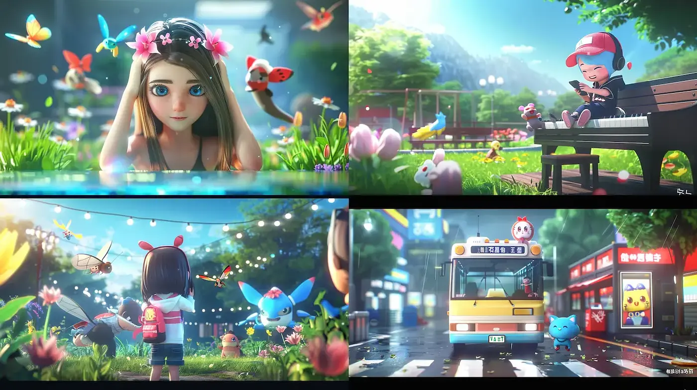 Vibrant and Lively Animated Aesthetic with Nature Elements - Midjourney sref style