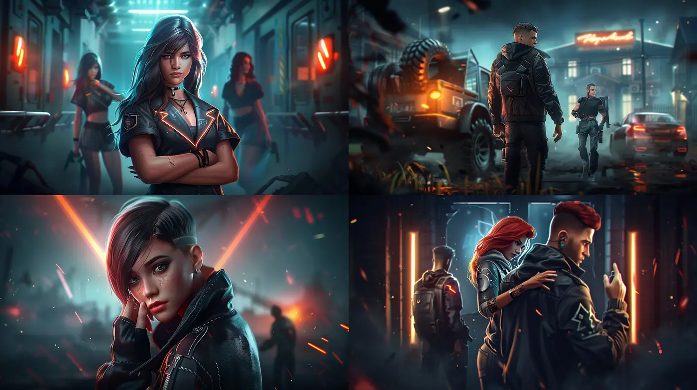 Futuristic Cyberpunk Visions with Neon Contrasts - Midjourney sref style