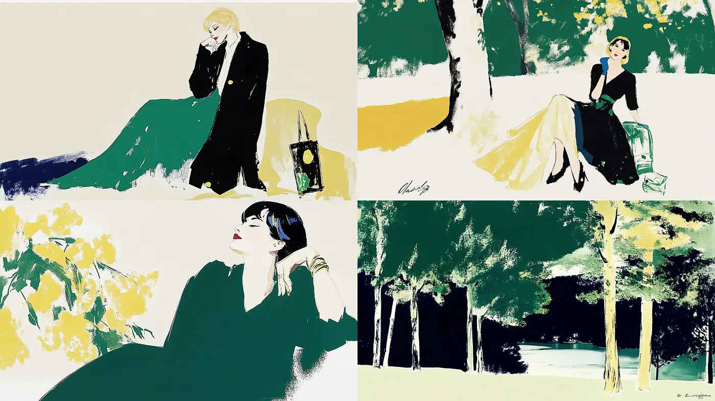 Stylized Elegance with a Vintage Aesthetic - Midjourney sref style