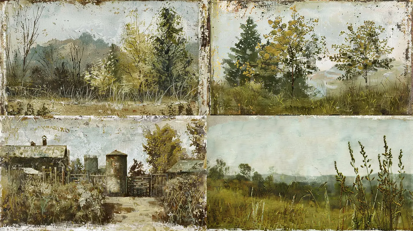 Ethereal Autumnal Dreamscape: A Medley of Faded Memories in Art - Midjourney sref style