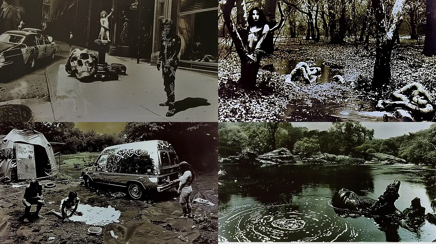 Monochromatic Sepia-Toned Vignettes with a Surrealist Undertone - Midjourney sref style