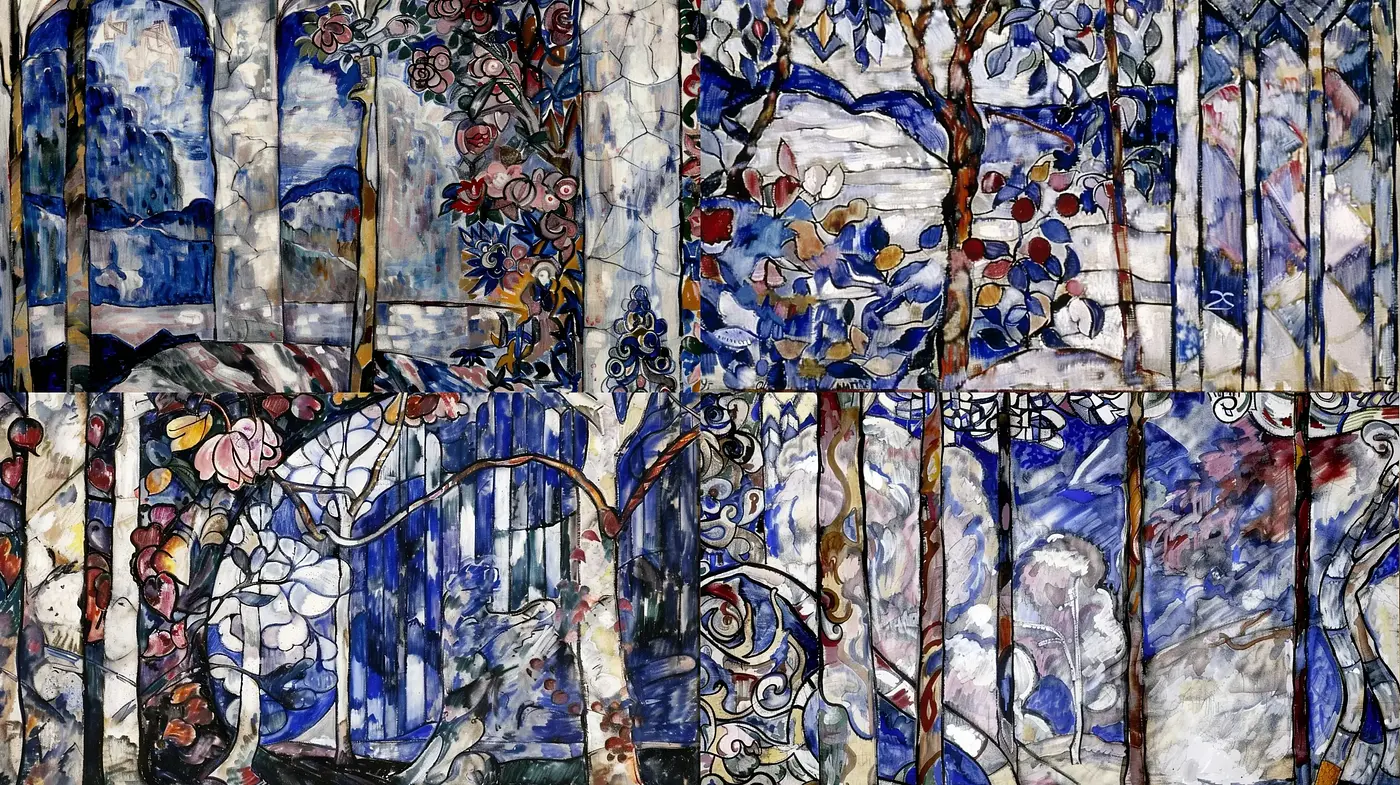 Stained Glass Symphony: A Dance of Light and Color - Midjourney sref style