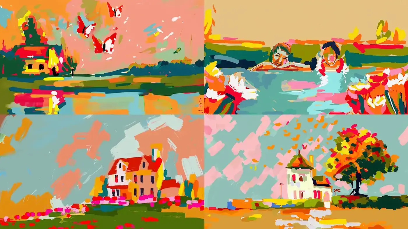 Bold Expressionist Reverie: A Vivid Dance of Brushstrokes and Colors - Midjourney sref style